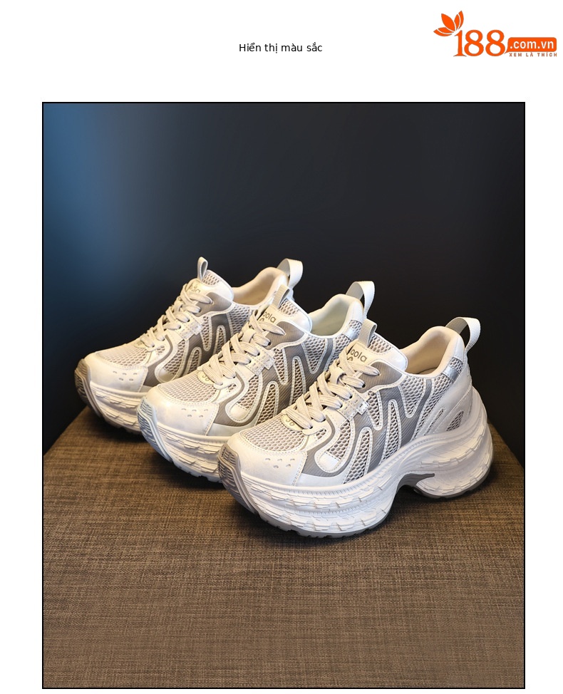 Giày sneaker nữ đế dày tăng chiều cao lưới thoáng khí phong cách thể thao — xanh lam chi tiết 18