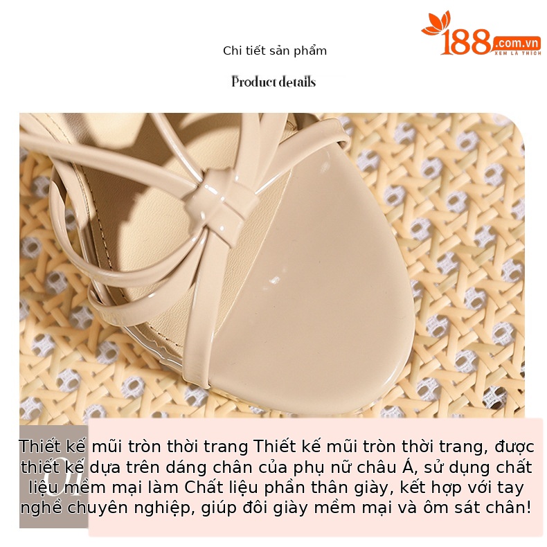 Sandal cao gót nữ hở mũi quai ngang một chữ, gót nhọn 9 cm, đế platform, phong cách tiên nữ — màu nude chi tiết 4