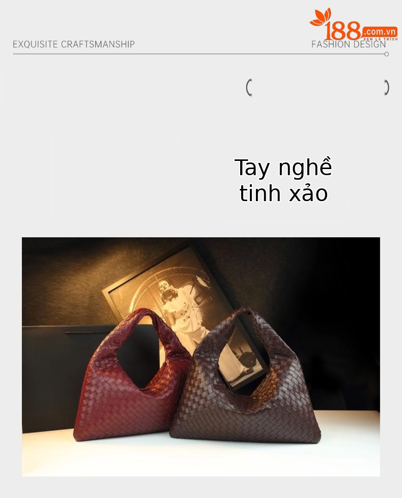Túi da nữ dệt khí quyển đeo vai xa xỉ — màu cà phê, Rượu vang đỏ, màu vàng, bạc chi tiết 4