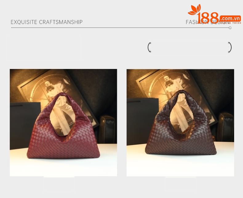 Túi da nữ dệt khí quyển đeo vai xa xỉ — màu cà phê, Rượu vang đỏ, màu vàng, bạc chi tiết 8