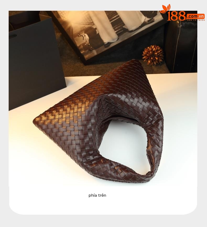 Túi da nữ dệt khí quyển đeo vai xa xỉ — màu cà phê, Rượu vang đỏ, màu vàng, bạc chi tiết 21