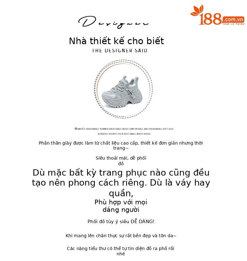 Giày sneaker nữ chunky đế dày phối đá pha lê cao cấp — Xám 5031, Be 5031 chi tiết 4