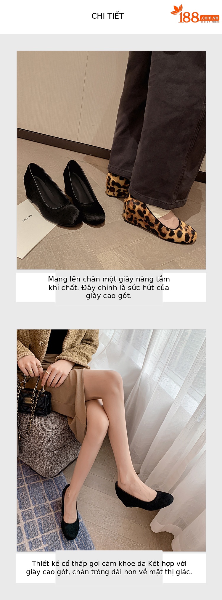 Giày cao gót nữ đế xuồng platform da bò họa tiết da báo, mũi tròn, dáng slip-on, gót ước lượng 6-8 cm — màu đen chi tiết 5