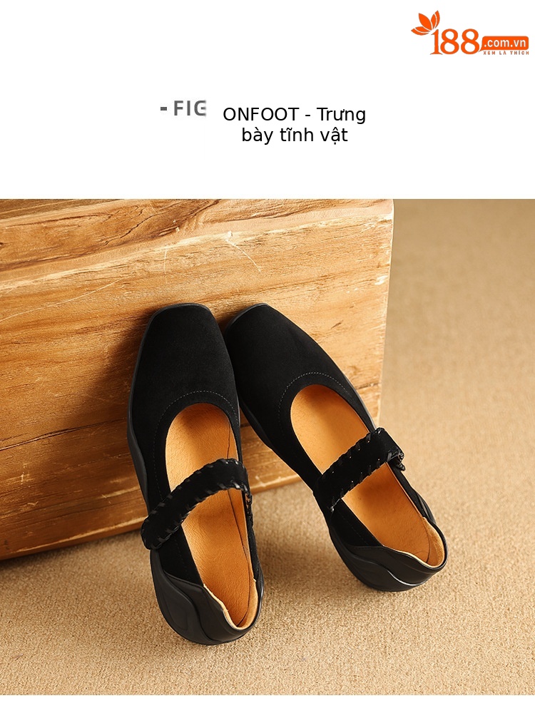 Giày Mary Jane nữ quai ngang khóa T, gót thấp 4 cm, da cừu mềm — đen chi tiết 8