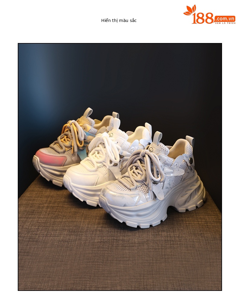 Giày sneaker nữ đế dày chunky lưới thoáng khí tăng chiều cao — màu sắc chi tiết 17