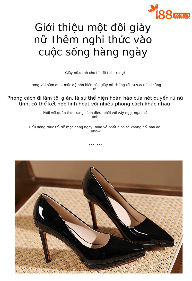 Giày cao gót nữ mũi nhọn gót nhọn 10 cm đế đỏ – phong cách công sở quyến rũ — Da trần-10cm chi tiết 2