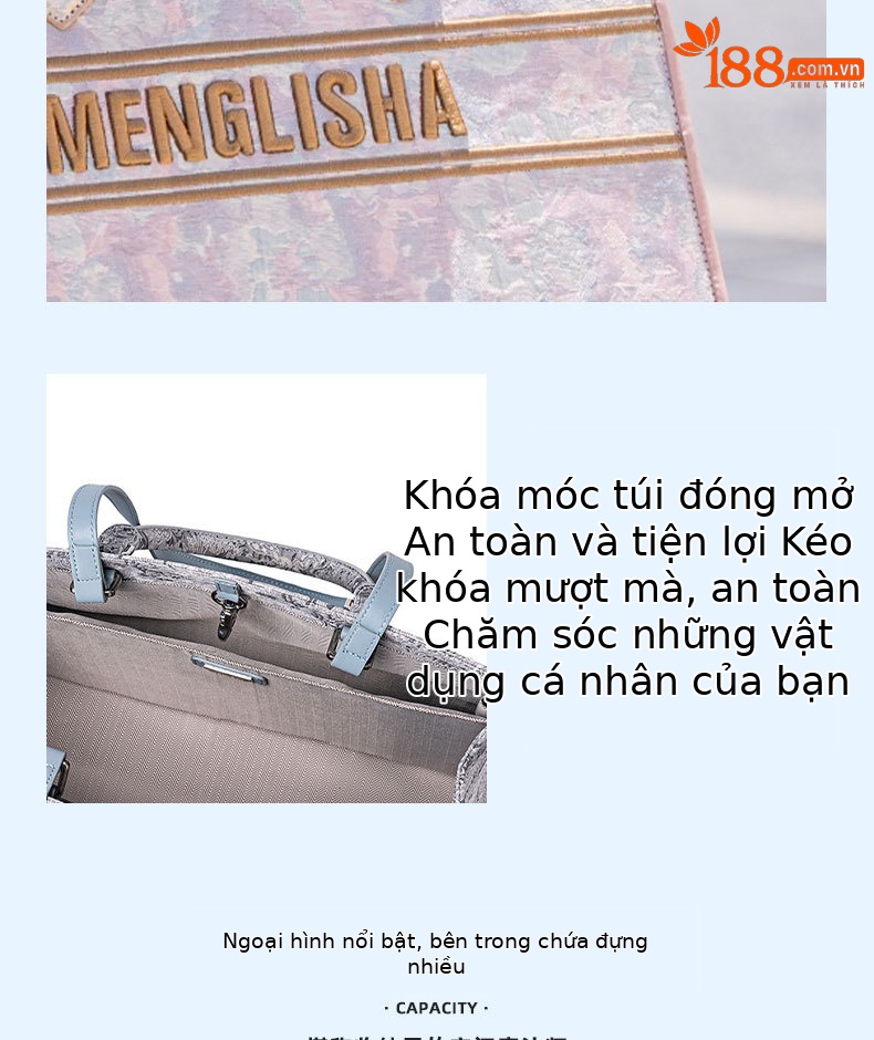 Túi tote nữ thêu họa tiết đeo chéo vai cá tính mùa thu đông chi tiết 7