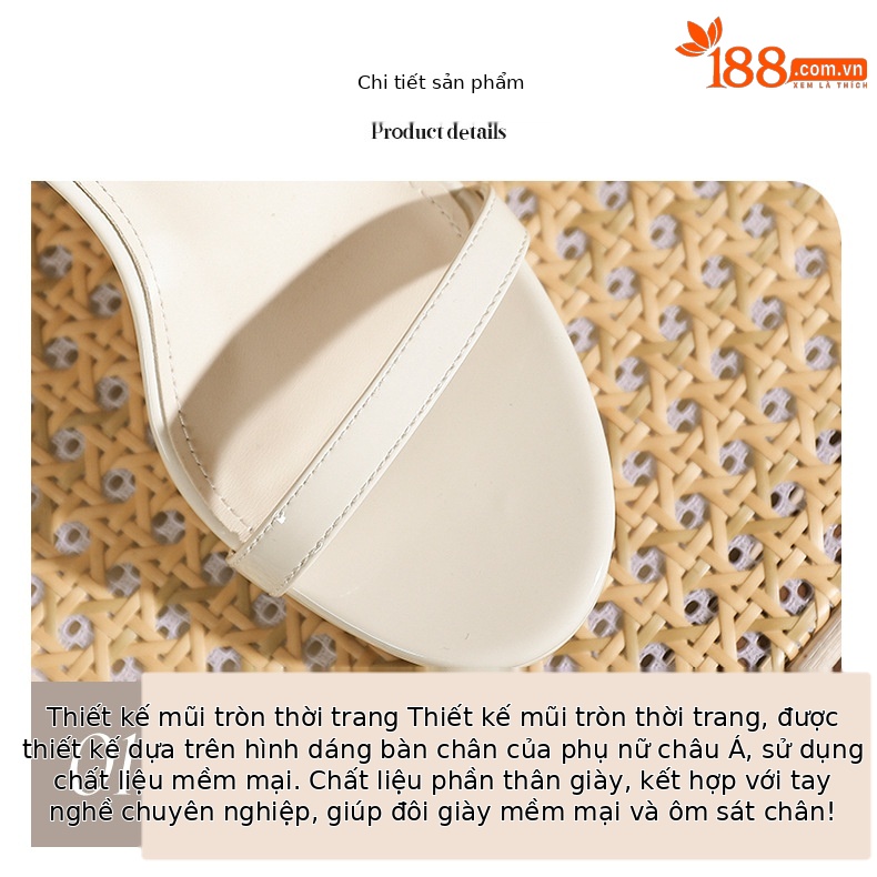 Sandal cao gót nữ mũi tròn kiểu Pháp, quai chéo buộc dây, gót nhọn 9 cm — trắng ngà chi tiết 4