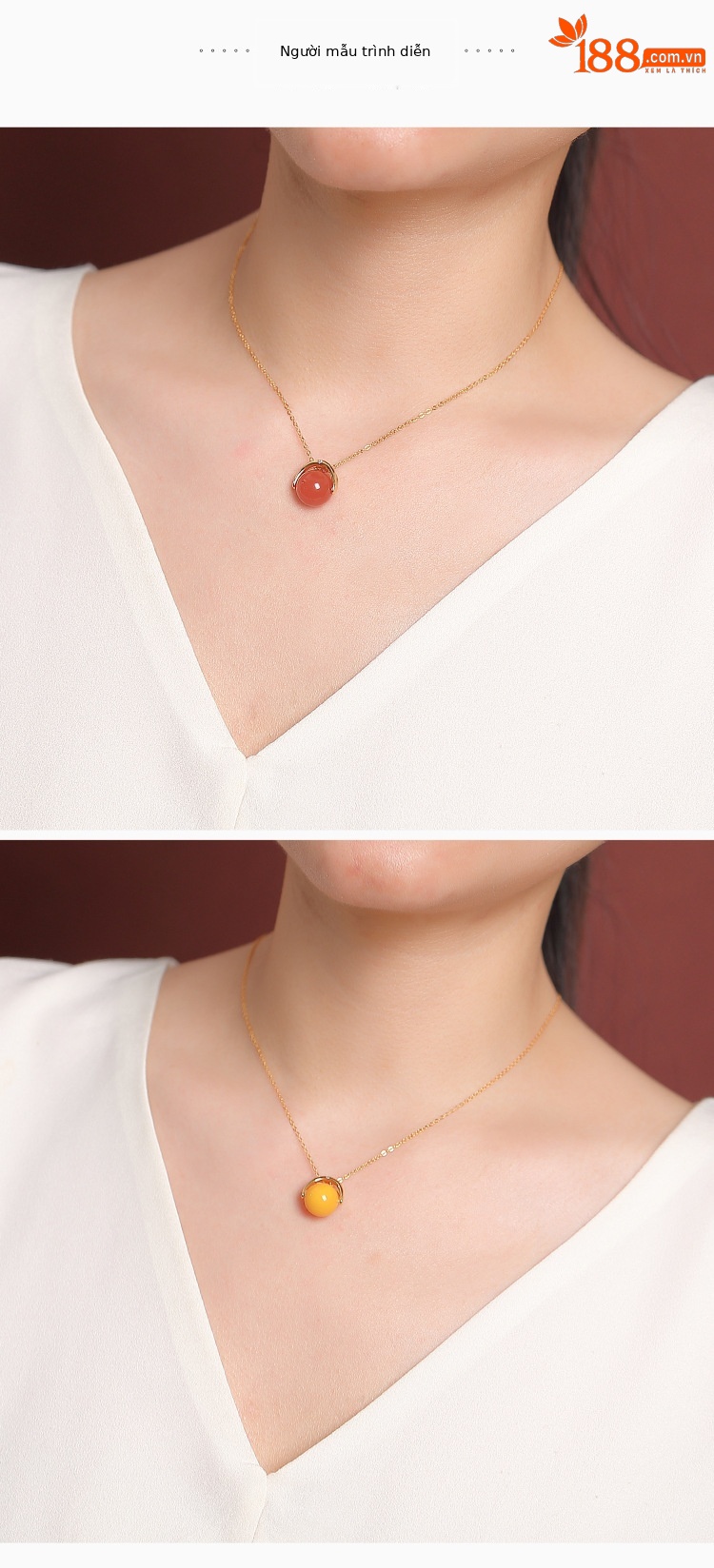 Mặt dây chuyền bạc S925 mạ vàng hồng đính mã não mật ong sáp — Tiền thủy hồng (không bao gồm dây xích) chi tiết 5