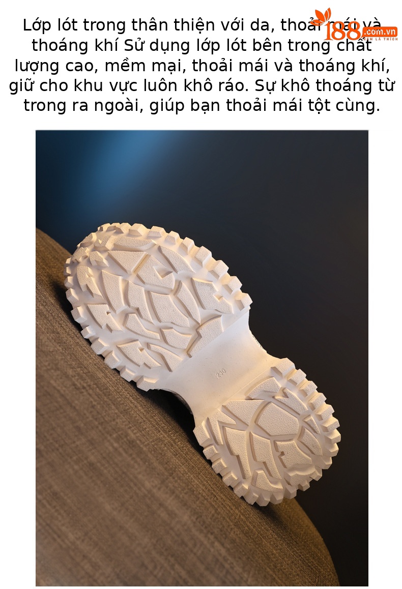Giày sneaker nữ đế dày chunky đính đá rhinestone phong cách thể thao thời trang — màu be chi tiết 8