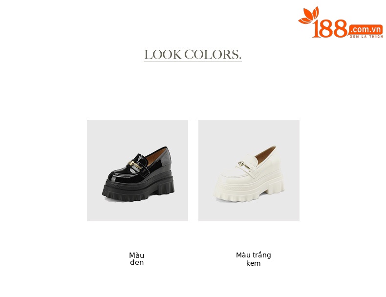 Giày loafer nữ đế xuồng cao gót 9 cm, mũi tròn, da bóng, tăng chiều cao — màu đen chi tiết 5