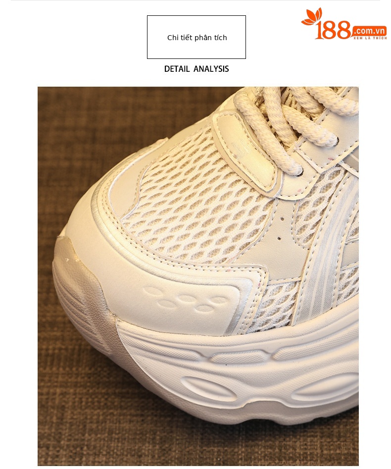 Giày sneaker nữ đế dày chunky phong cách dad sneaker, lưới thoáng khí, tăng chiều cao — màu xám chi tiết 7