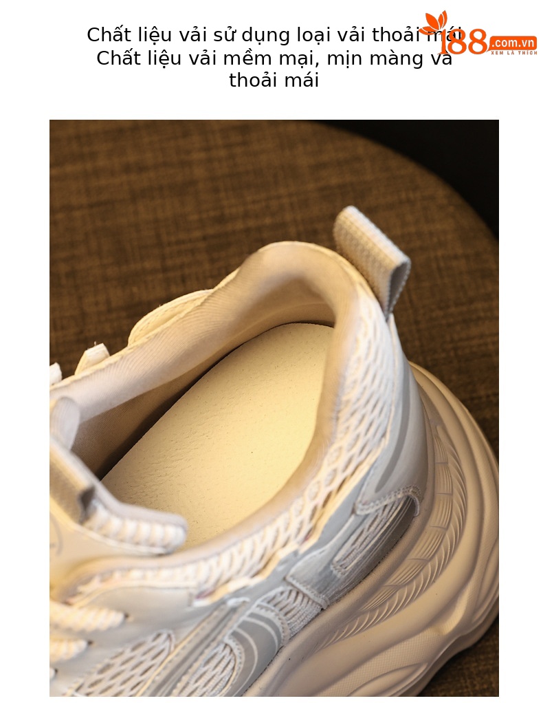 Giày sneaker nữ đế dày chunky phong cách dad sneaker, lưới thoáng khí, tăng chiều cao — màu xám chi tiết 8