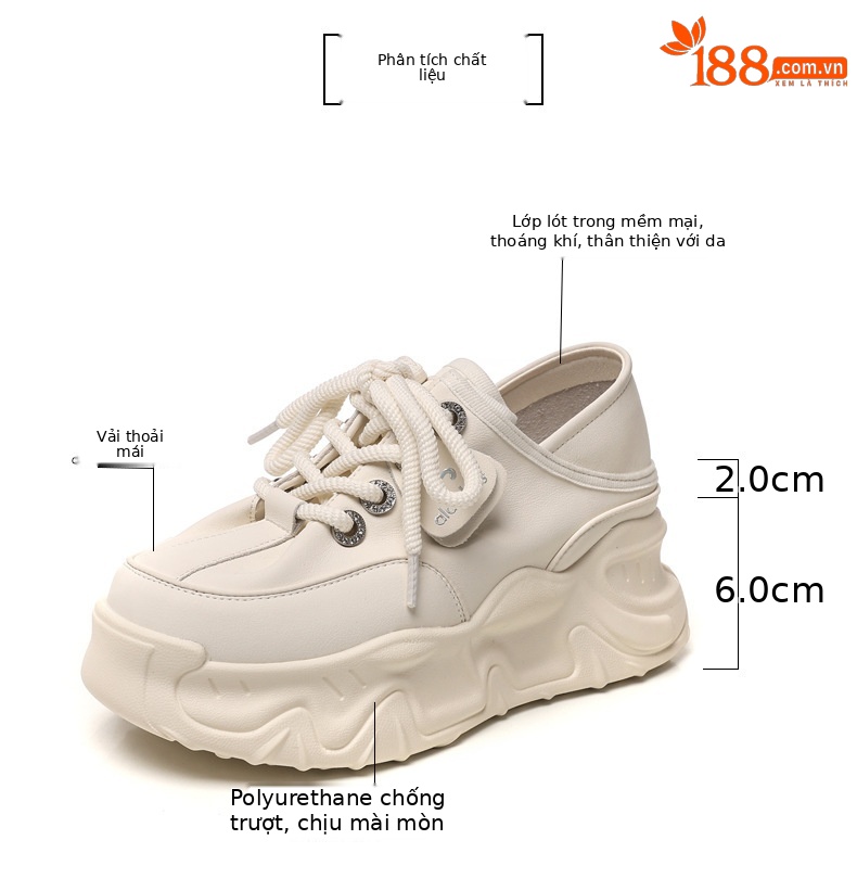 Giày sneaker nữ đế dày tăng chiều cao, form slip-on tiện lợi, đế bánh xốp mềm — màu be chi tiết 3