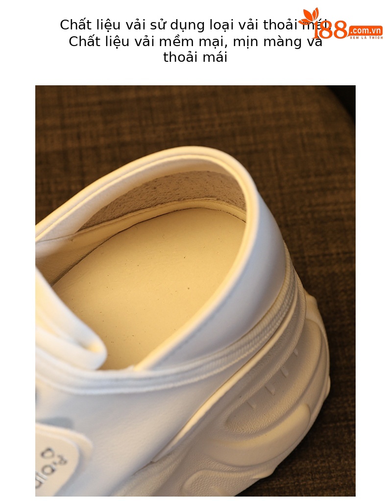 Giày sneaker nữ đế dày tăng chiều cao, form slip-on tiện lợi, đế bánh xốp mềm — màu be chi tiết 8