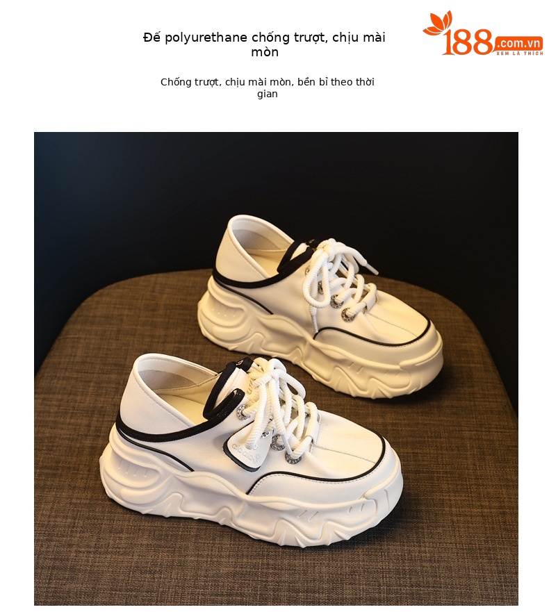 Giày sneaker nữ đế dày tăng chiều cao, form slip-on tiện lợi, đế bánh xốp mềm — màu be chi tiết 10