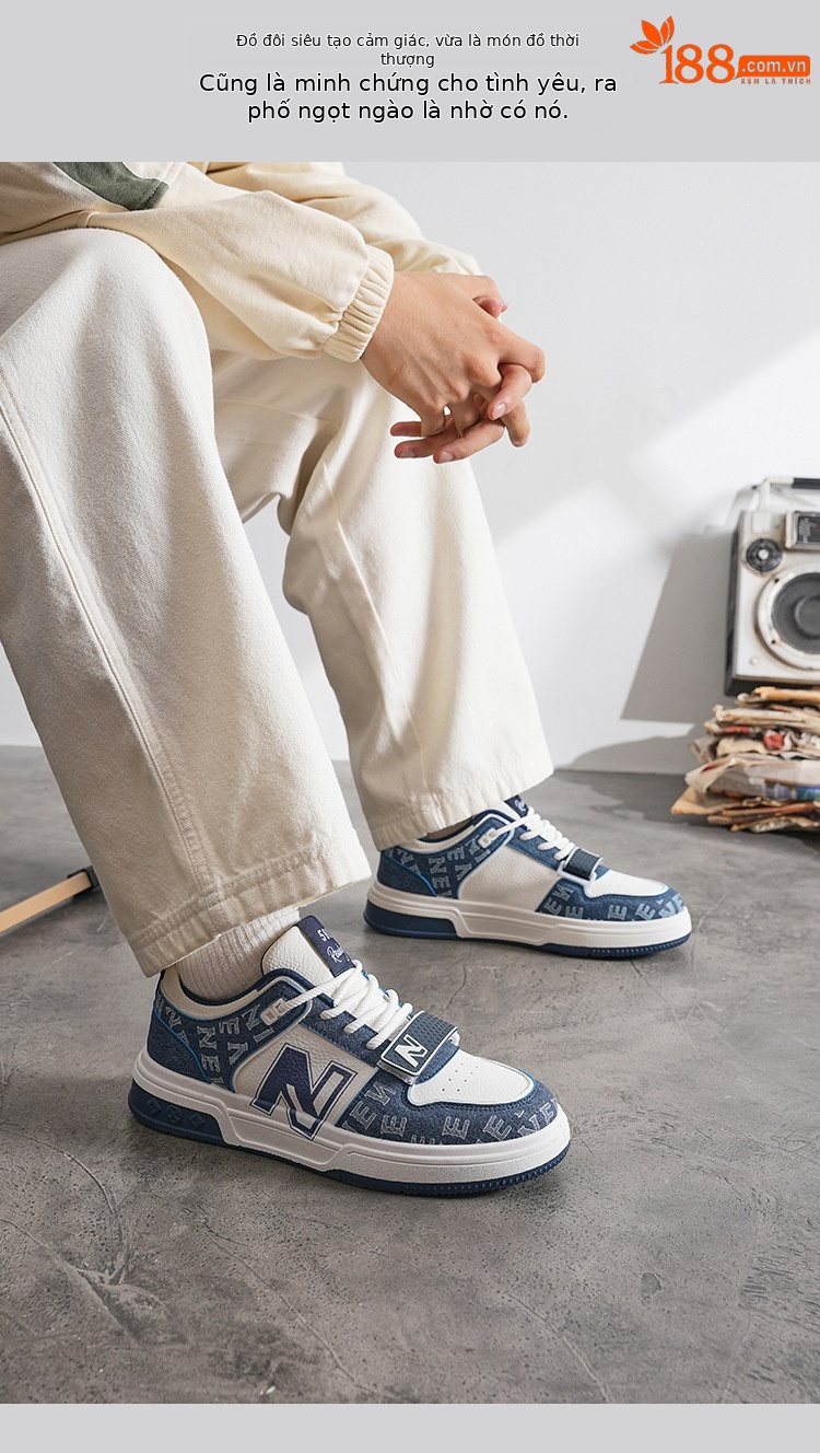 Giày sneaker unisex cổ thấp phong cách thể thao đường phố đế dày — 598-2 Trắng Đen chi tiết 13
