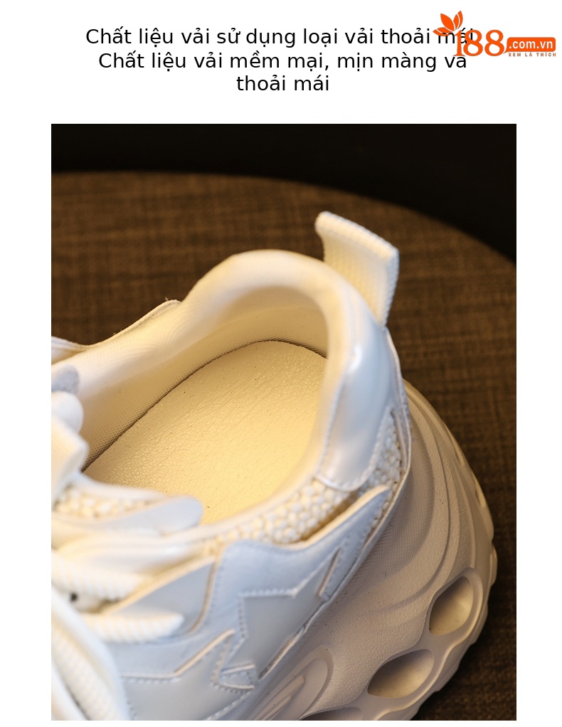 Giày sneaker nữ đế dày chunky lưới thoáng khí tăng chiều cao — màu trắng chi tiết 8
