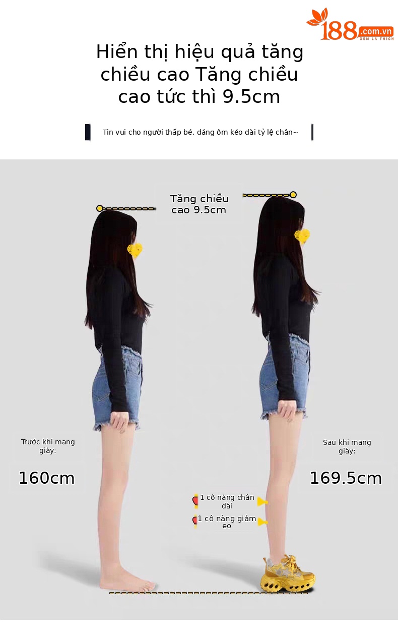 Giày sneaker nữ đế dày chunky lưới thoáng khí tăng chiều cao — màu trắng chi tiết 4
