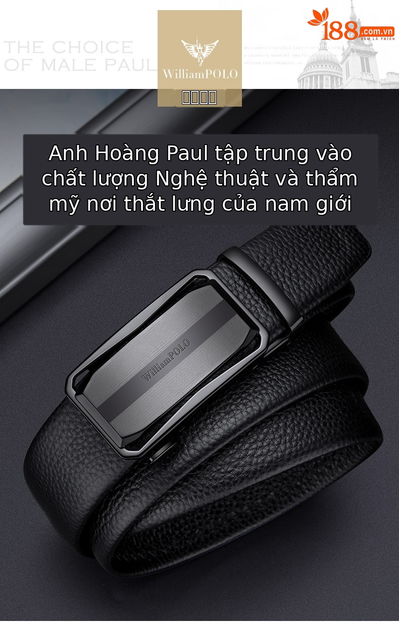 Thắt lưng da bò thật nam cao cấp Hoàng đế Paul – khóa kim sang trọng — 120cm, 130cm, 110cm, 125cm chi tiết 1