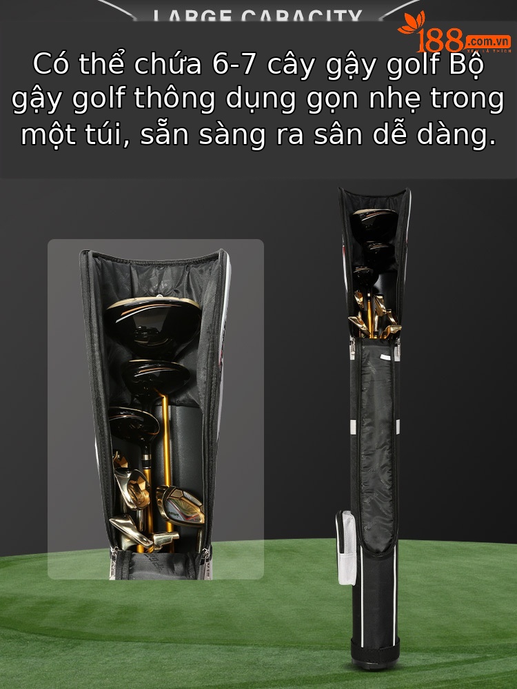 Túi đựng gậy golf PGM dạng đứng nhẹ, chứa 6-7 gậy, có quai đeo thể thao — QIAB001-Bạc đen, QIAB001-Toàn bộ bột, QIAB004-màu đen bạc, QIAB002-Xanh đen trắng