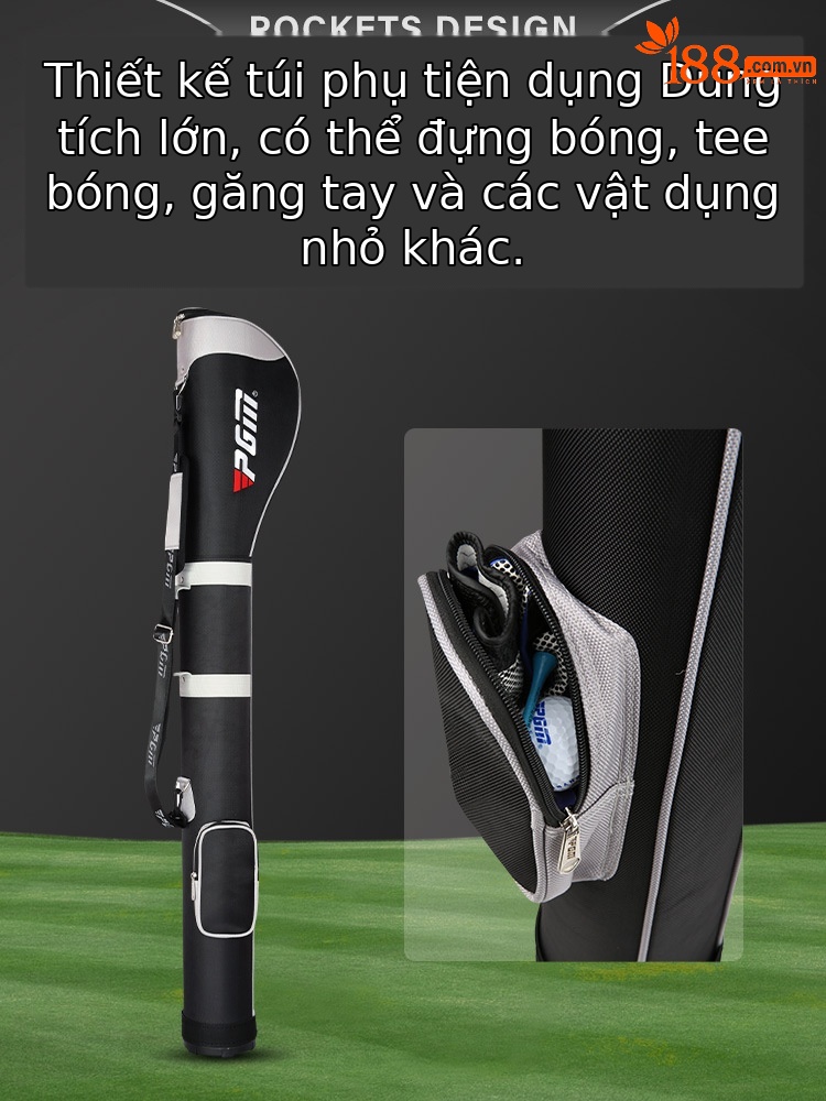 Túi đựng gậy golf PGM dạng đứng nhẹ, chứa 6-7 gậy, có quai đeo thể thao — QIAB001-Bạc đen, QIAB001-Toàn bộ bột, QIAB004-màu đen bạc, QIAB002-Xanh đen trắng
