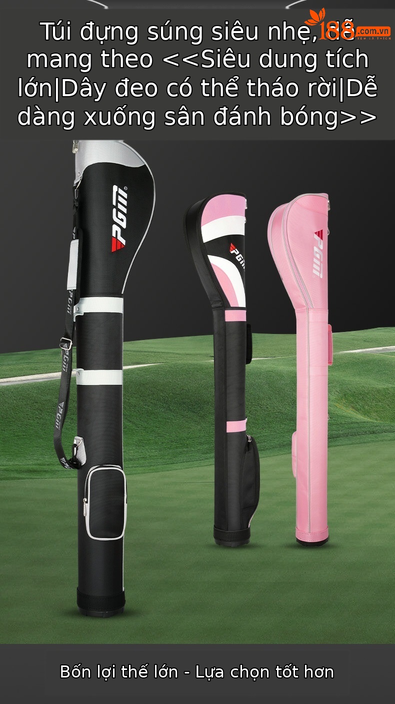 Túi đựng gậy golf PGM dạng đứng nhẹ, chứa 6-7 gậy, có quai đeo thể thao — QIAB001-Bạc đen, QIAB001-Toàn bộ bột, QIAB004-màu đen bạc, QIAB002-Xanh đen trắng chi tiết 3