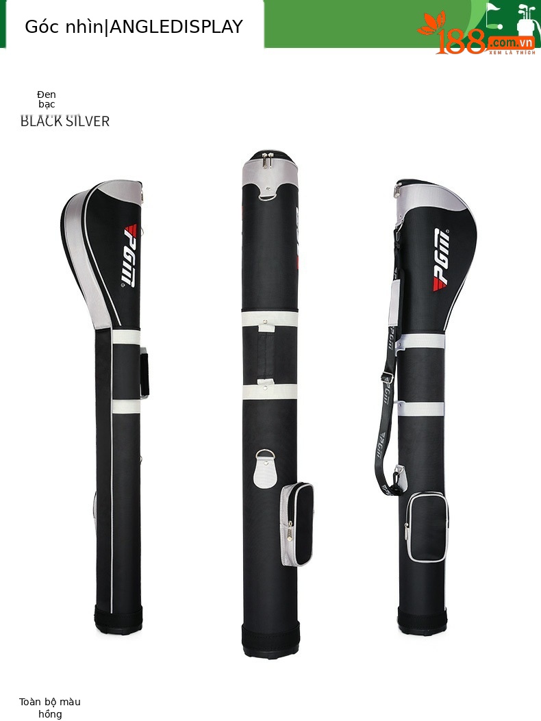 Túi đựng gậy golf PGM dạng đứng nhẹ, chứa 6-7 gậy, có quai đeo thể thao — QIAB001-Bạc đen, QIAB001-Toàn bộ bột, QIAB004-màu đen bạc, QIAB002-Xanh đen trắng chi tiết 9