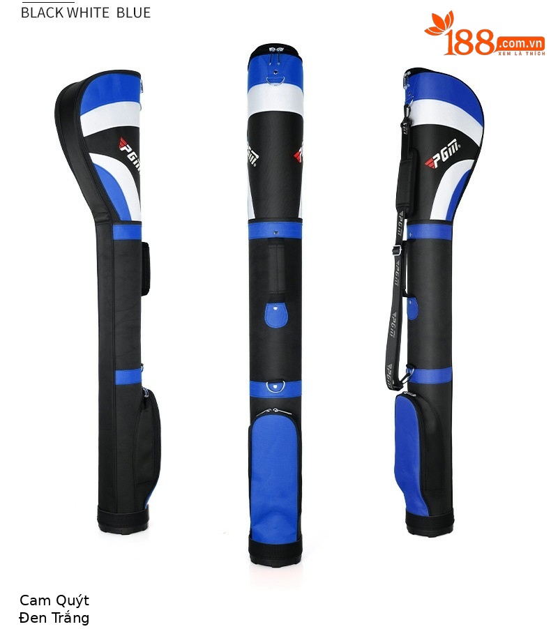 Túi đựng gậy golf PGM dạng đứng nhẹ, chứa 6-7 gậy, có quai đeo thể thao — QIAB001-Bạc đen, QIAB001-Toàn bộ bột, QIAB004-màu đen bạc, QIAB002-Xanh đen trắng chi tiết 11