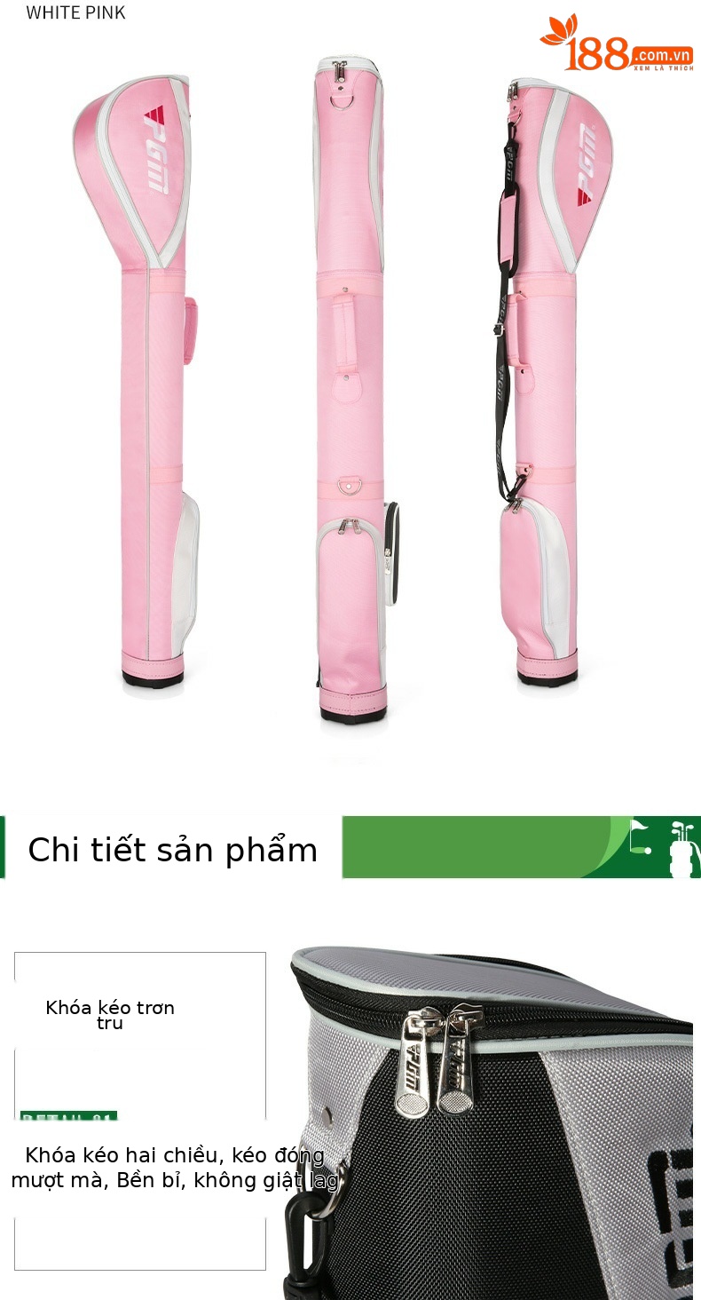 Túi đựng gậy golf PGM dạng đứng nhẹ, chứa 6-7 gậy, có quai đeo thể thao — QIAB001-Bạc đen, QIAB001-Toàn bộ bột, QIAB004-màu đen bạc, QIAB002-Xanh đen trắng chi tiết 18
