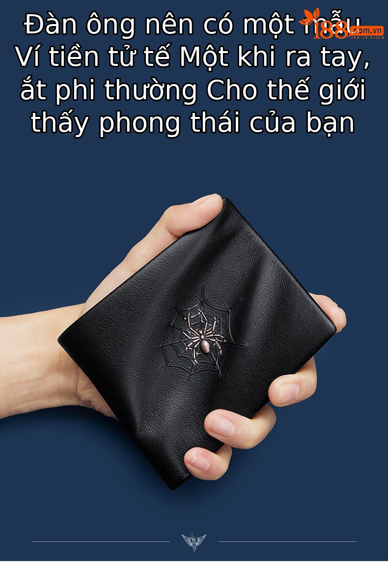 Ví nam gập mini da bò thật nhiều ngăn thẻ phong cách thời trang chi tiết 2