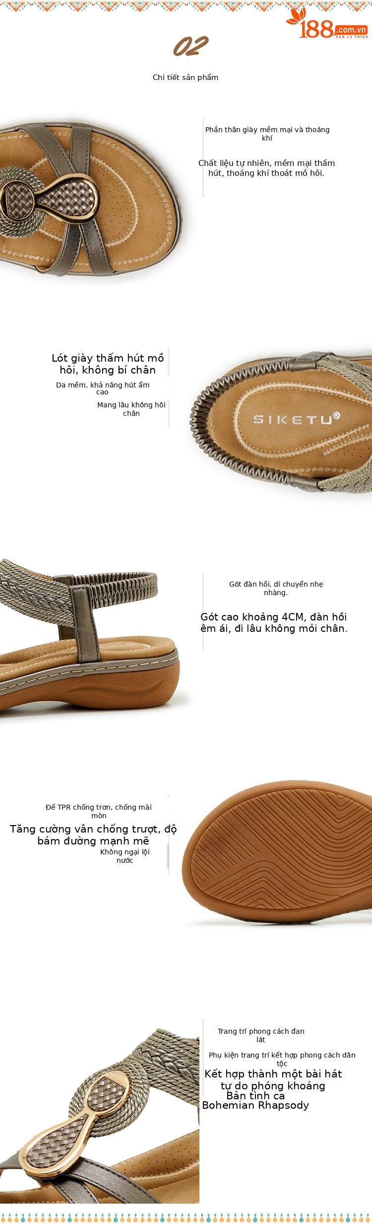 Sandal nữ đế xuồng cao gót 9 cm quai chéo bản to — Champagne màu, màu đen, màu xám chi tiết 3