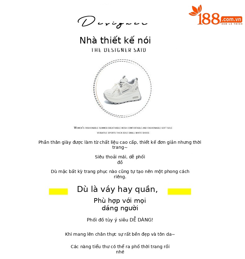Giày sneaker nữ đế dày tăng chiều cao phong cách cổ điển — Xám 5032, Vàng 5032 chi tiết 4