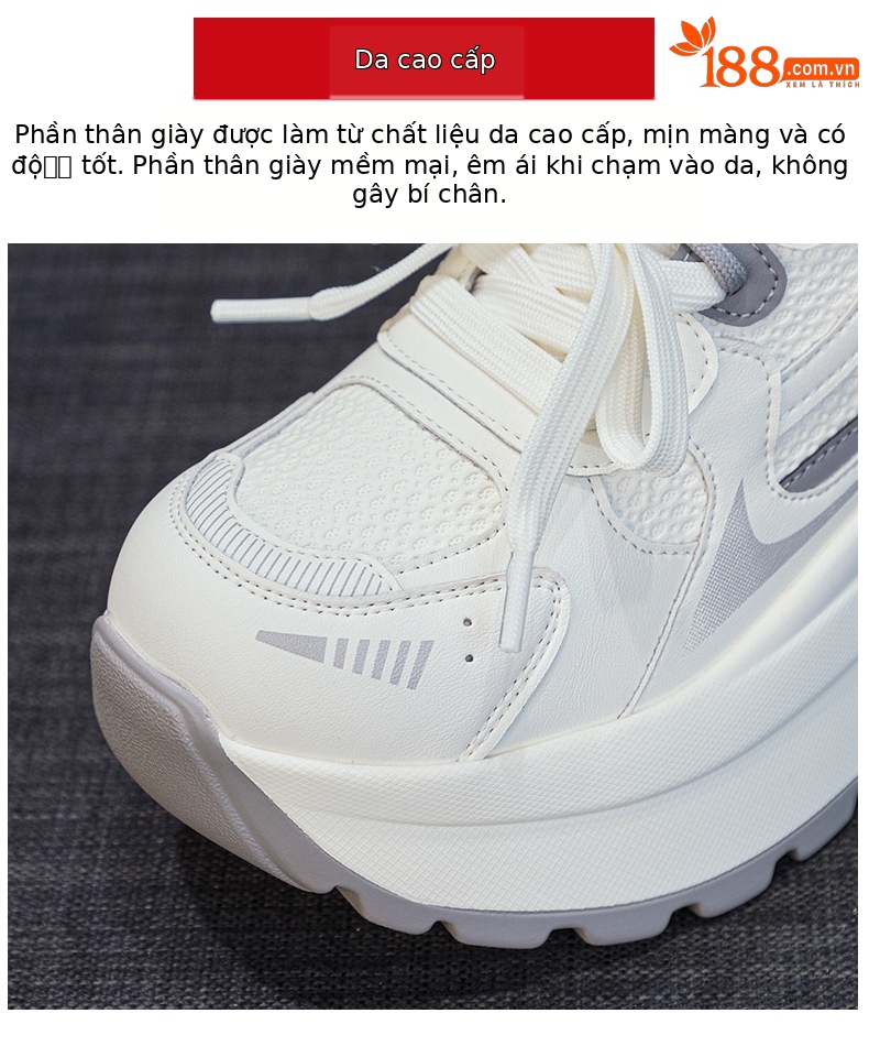 Giày sneaker nữ đế dày tăng chiều cao phong cách cổ điển — Xám 5032, Vàng 5032 chi tiết 7