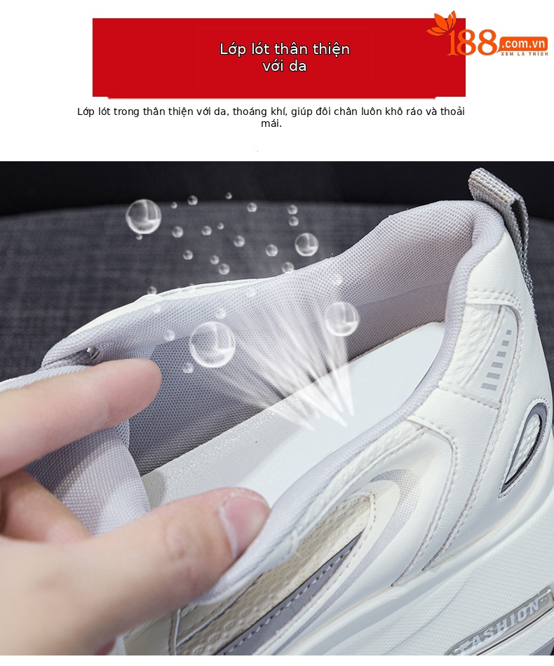 Giày sneaker nữ đế dày tăng chiều cao phong cách cổ điển — Xám 5032, Vàng 5032 chi tiết 8