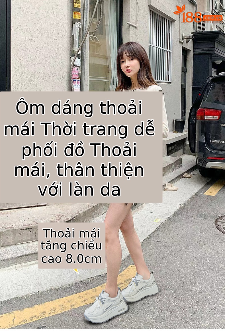 Giày sneaker nữ đế dày tăng chiều cao phong cách cổ điển — Xám 5032, Vàng 5032 chi tiết 1