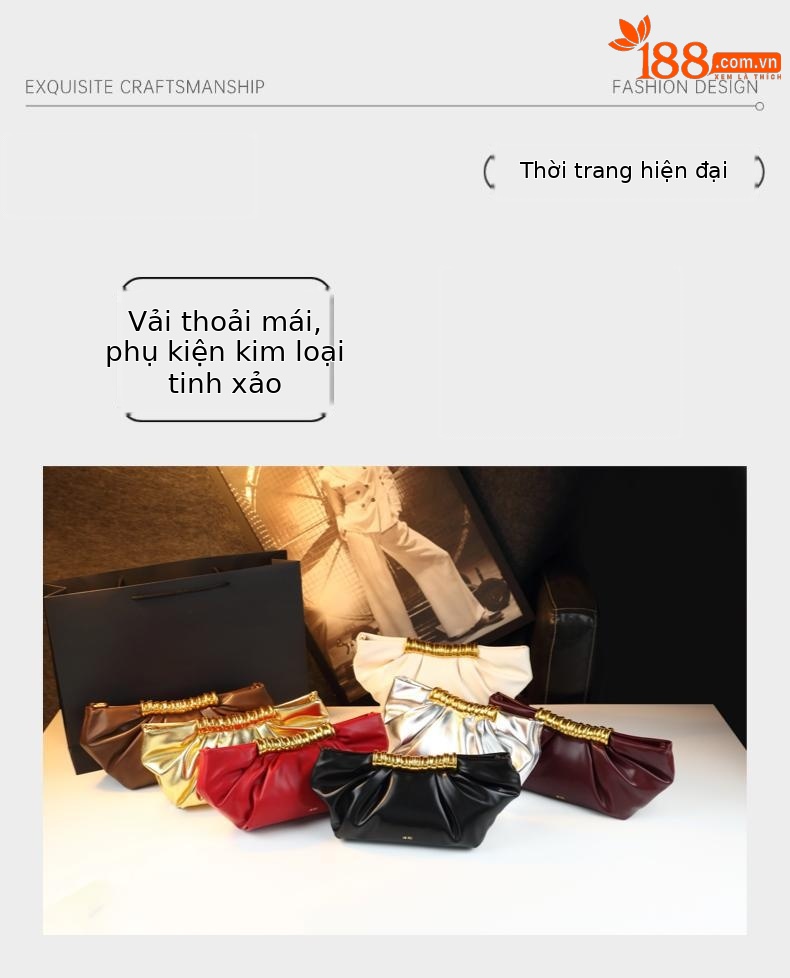 Túi xách tay nữ da thật phong cách sang trọng, kiểu dáng thời trang, đeo chéo hoặc đeo vai — đen, Rượu vang đỏ, màu vàng, bạc chi tiết 4