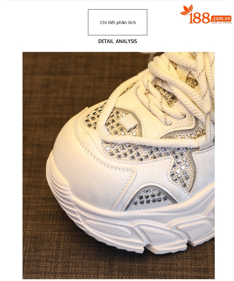 Giày sneaker nữ đế dày lưới thoáng khí phong cách daddy — màu be chi tiết 6