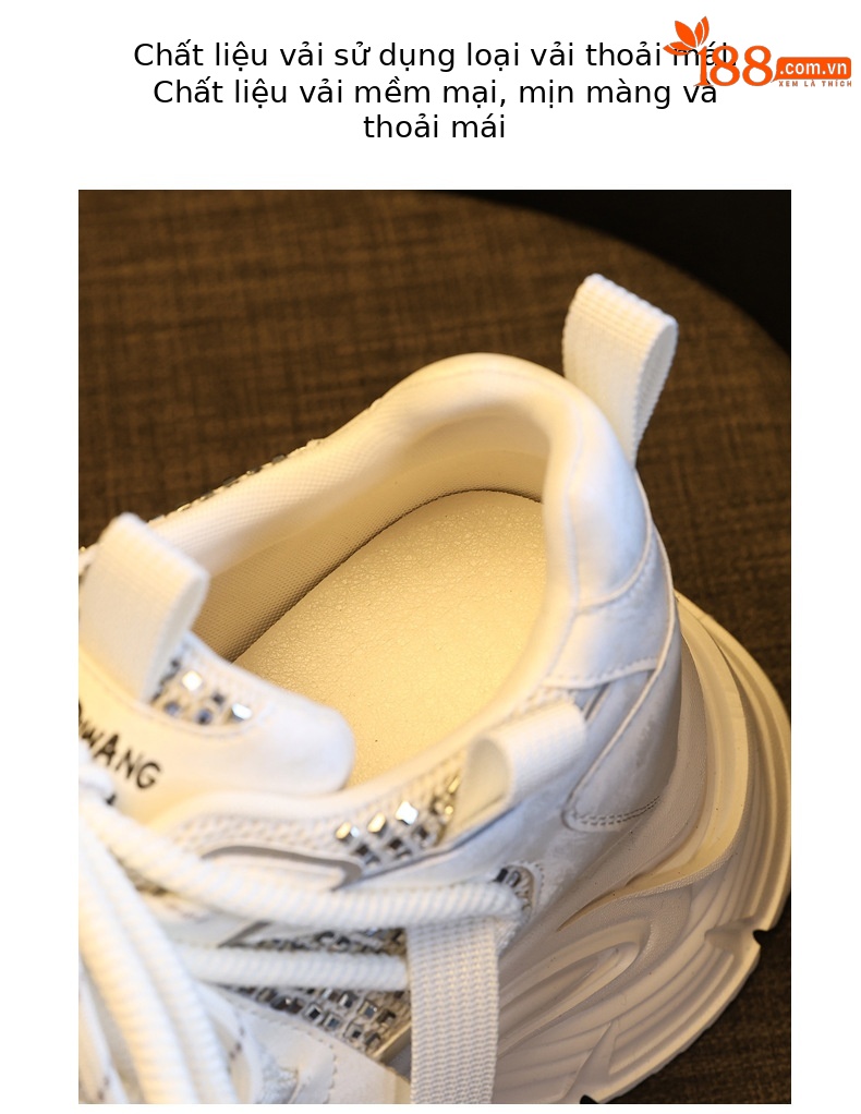 Giày sneaker nữ đế dày lưới thoáng khí phong cách daddy — màu be chi tiết 7
