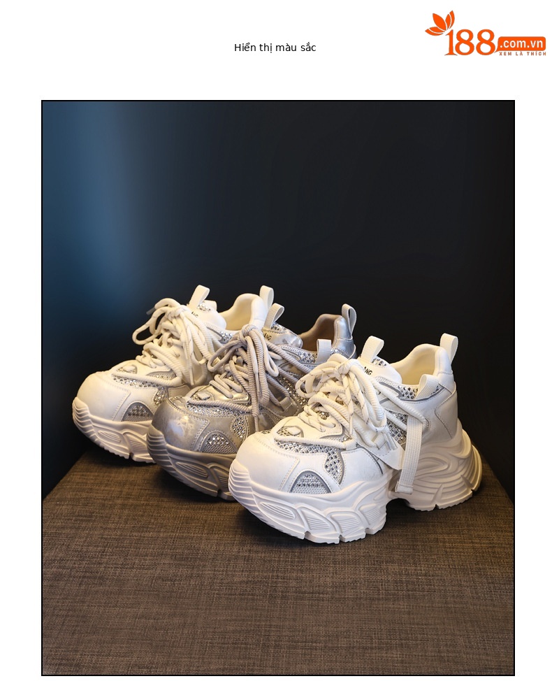 Giày sneaker nữ đế dày lưới thoáng khí phong cách daddy — màu be chi tiết 17