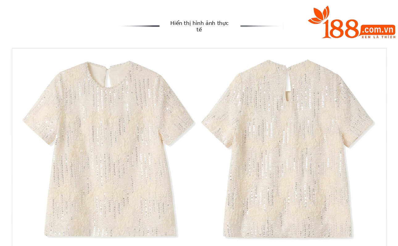 Áo sơ mi nữ dài tay phong cách Trung Hoa đính sequin cao cấp xuân hè — Áo sơ mi màu mơ, Váy nửa màu hạnh nhân chi tiết 10