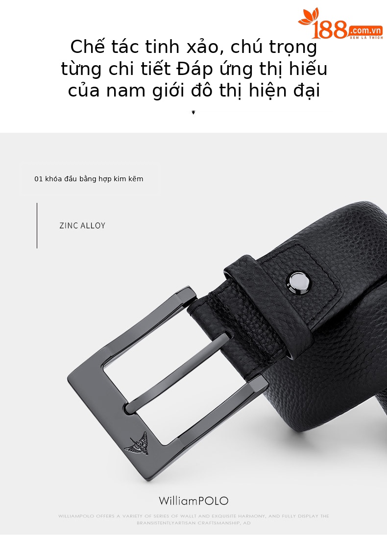 Thắt lưng nam da siêu sợi cao cấp khóa kim Hoàng đế Paul 2026 — 120cm, 130cm, 110cm, 125cm chi tiết 12