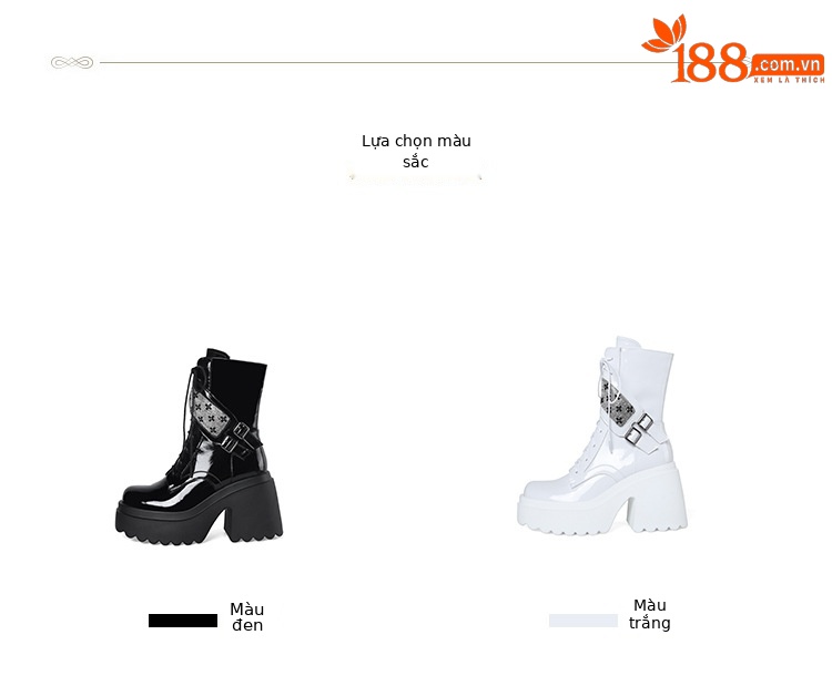 Boot nữ cổ ngắn phong cách Anh quốc, gót vuông 10cm, đế platform, khóa kéo bên hông — Lót nhung đen chi tiết 2