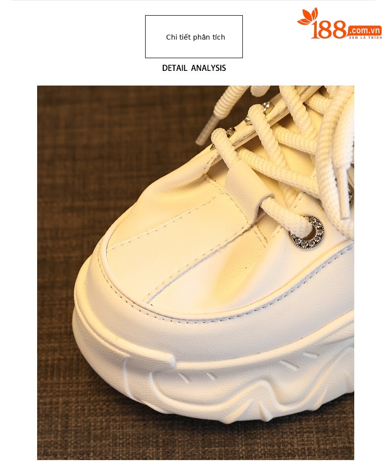 Giày sneaker nữ đế dày tăng chiều cao mũi trùm đầu dáng lười một chân — màu be chi tiết 5
