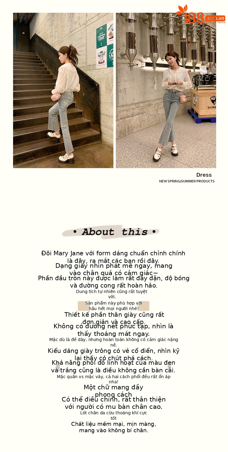 Giày Mary Jane nữ quai ngang có khóa, mũi tròn, đế dày, gót cao — màu đen chi tiết 3