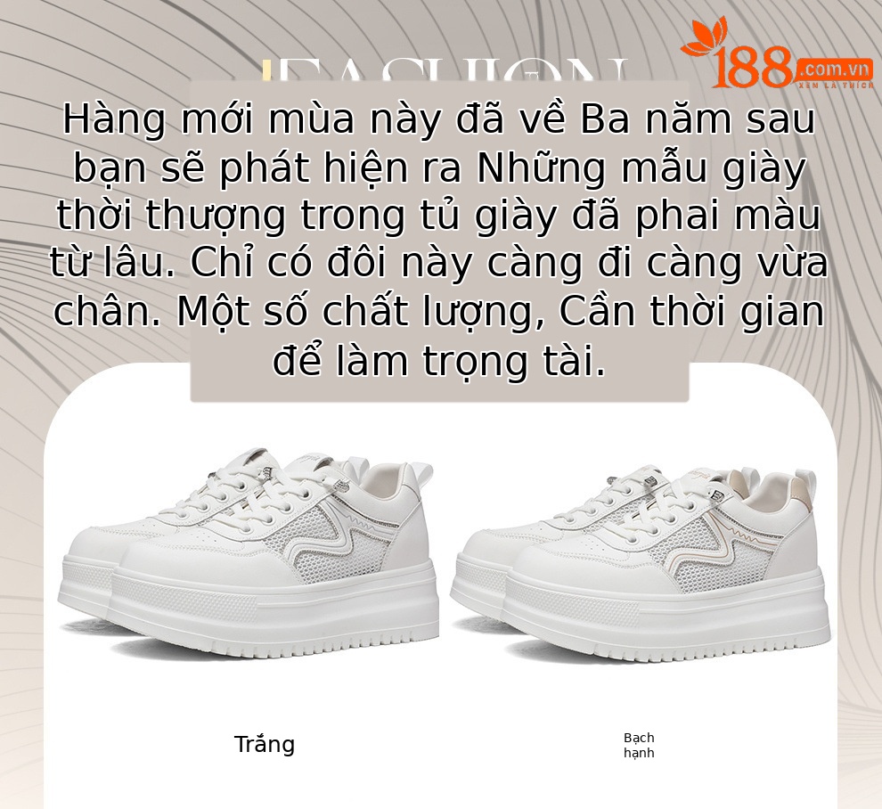 Giày sneaker nữ đế dày bánh xốp trắng phong cách mới xuân hè, đế mềm thoáng khí — 6077 Trắng, 6077 Bạch quả chi tiết 1