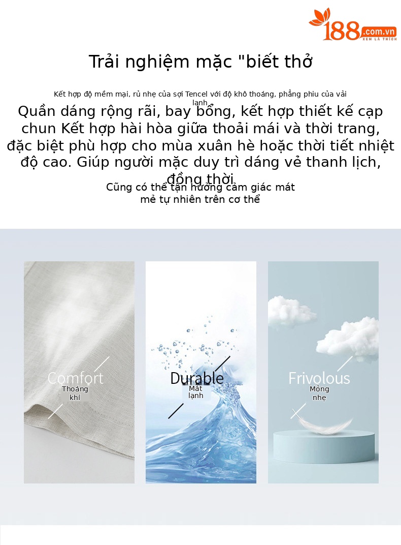 Quần culottes nữ ống rộng dáng suông chất liệu linen phối tencel mùa hè — Màu sắc chi tiết 2