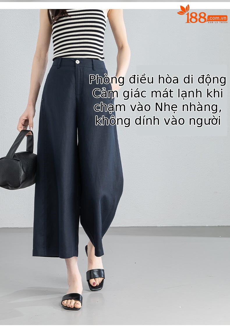 Quần culottes nữ ống rộng dáng suông chất liệu linen phối tencel mùa hè — Màu sắc chi tiết 10