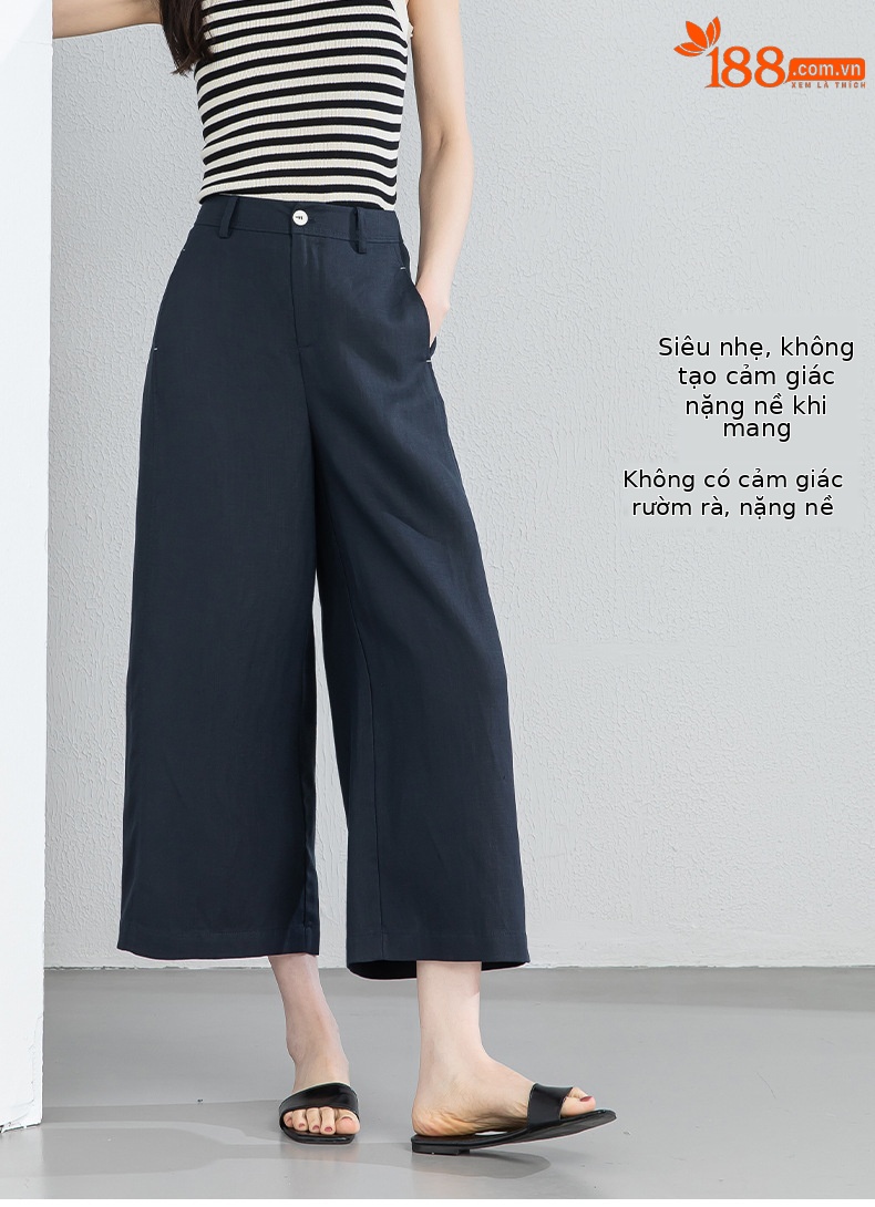 Quần culottes nữ ống rộng dáng suông chất liệu linen phối tencel mùa hè — Màu sắc chi tiết 12