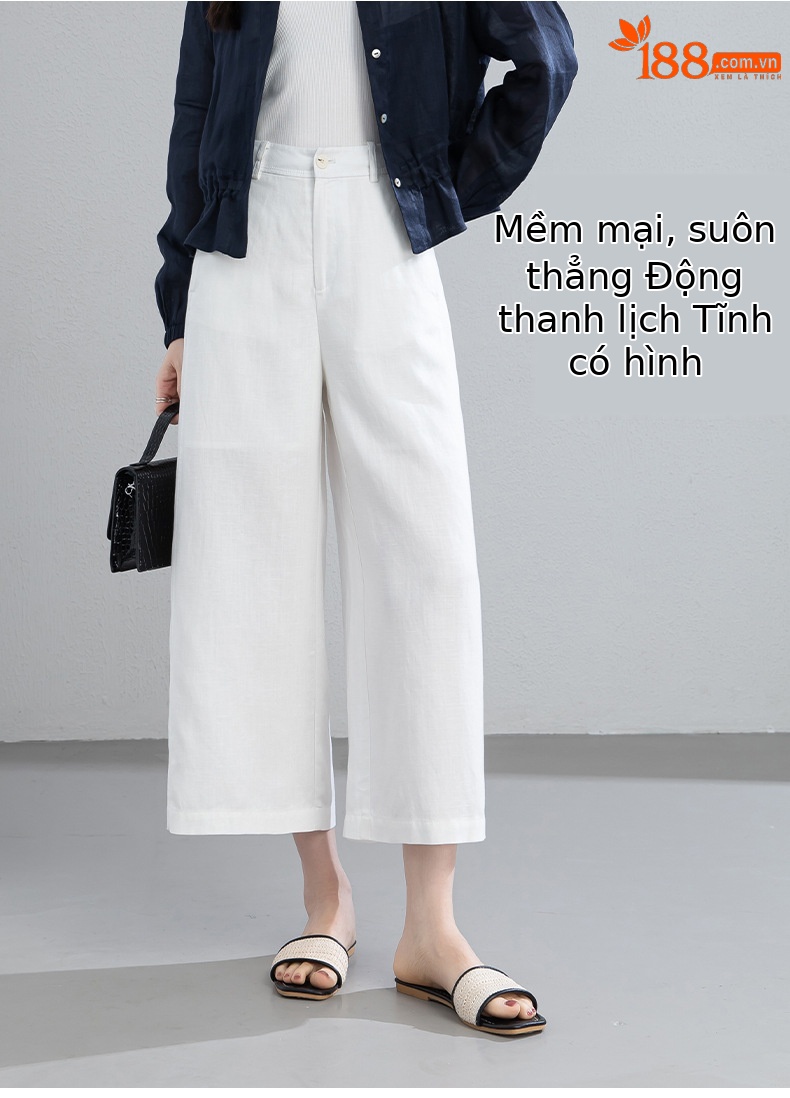 Quần culottes nữ ống rộng dáng suông chất liệu linen phối tencel mùa hè — Màu sắc chi tiết 14
